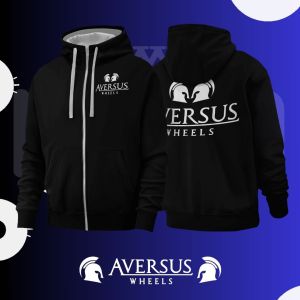 Hoodie Sweater Jaket Jumper HSCLO AVERSUS WHEELS BLACK ZIPPER HOODIE Bahan Fleece Jaket Lengan Panjang Ukuran Jumbo Big Size XS S M L XL XXL 3XL 4XL 5XL