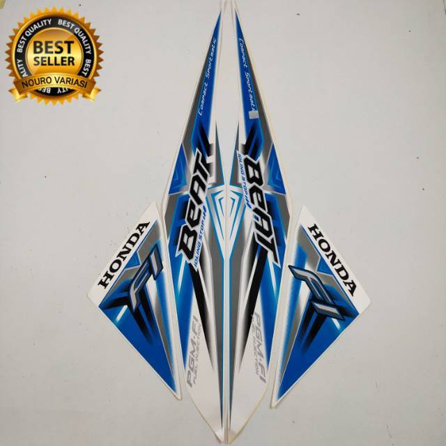 STIKER STRIPING LIS BODY MOTOR HONDA BEAT FI 2015 IDLING STOP PUTIH