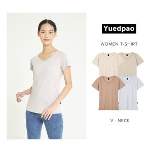 Yuedpao แท้100% ไม่ย้วย ไม่หด ไม่ต้องรีด ผ้านุ่มใส่สบายมาก เสื้อยืดเปล่า เสื้อยืดสีพื้น เสื้อยืดคอวีผู้หญิง_สี summer