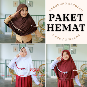 Jilbab Sekolah Paket Usaha 3 Pcs Kerudung Sekolah Anak Jersey Pita Rempel Zafira Sd Tk Akrilik Ukuran S & M Hijab Sekolah Lucu Paket Hemat Kerudung Anak Sekolah Tanggung