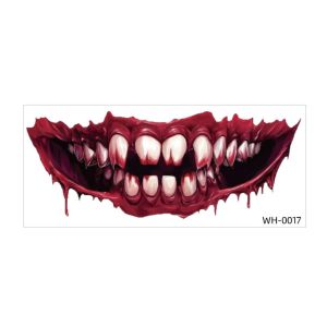 OOC Fake Big Mouth Tattoo Sticker DIY Scary Bloodiness Face Decorations Sticker Easy To Use Disposable Temporary Scar Stickers Halloween Party