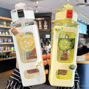700/900ML Leakproof Plastic Sport Bottle Reminder Times Portable Sippy Cup for Outdoor Sports BAP Free Leak-proof Fitness Jug2026