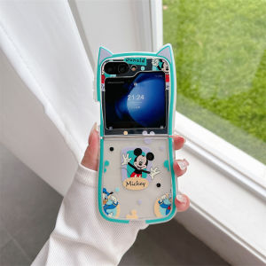2025 New For Samsung Galaxy Z Flip 7 Z Flip 6 Z Flip 5 Z Flip 4 Z Flip 3 case Folding screen mobile phone case cartoon cute mickey cat ears shape TPU Silicone Soft Case