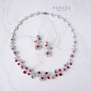 Neriza Jewelry/ชุดเครื่องประดับเพชรสังเคราะห์สร้อยคอพร้อมต่างหูเพชรรอบคอ เครื่องประดับเจ้าสาว NZC003
