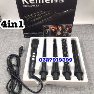 KEMEI Máy Uốn Tóc Đa Năng 4in1 KM4083 - 4 Kiểu Tóc Hot 2021 Uốn Xoắn Ốc Lọn Sợi Mì Gợn Sóng - Nhiệt Độ 80-200 Độ C - Chất Liệu Ceramic Cao Cấp - Bảo Hành 03 Tháng