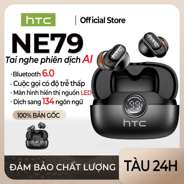 HTC ne79 ai dịch Tai nghe Bluetooth 6.0 Tai nghe không dây thời gian thực ai dịch 72h pin cuộc sống enc Microphone IPX5 nhẹ chống nước. | BigBuy360 - bigbuy360.vn