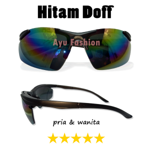 Kacamata Sporty Gaya Sporty Lensa Rainbow Anti Silau Protection Matahari Frame Semi Rimless Wrap Around Cocok Untuk Pria Wanita - KACAMATA SPORTY MURAH