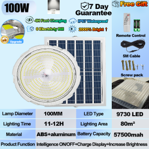 Solar Ceiling Light Outdoor Waterproof IP67 Intdoor Lamp Led Solar Lights indoor 3 colors Automatic With solar Panel