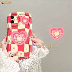 (Lokal Ready) CASESUMMER Casing hp Realme C53 C55 C33 C31 C30 C35 C21Y C25Y C11 C20 C15 C12 C25S Realme 10 5 5i 6i C3 8 7 6Pro C2 8i 7i C17 A1K Checkerboard Love Heart Wavy Curved Edge Lattice Case