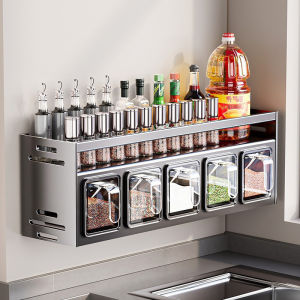 2 Tier Kitchen Rack Multi-function Storage Rack Free Drilling Seasoning Rack