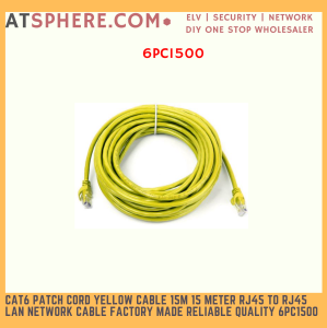 CAT6 Patch Cord Yellow Cable 15m 15 Meter RJ45 to RJ45 LAN Network Cable Factory Made Reliable Quality 6PC1500
