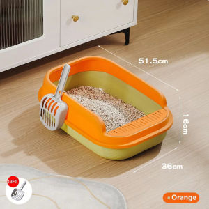 Cat Litter Box With Scoop Anti Spill Semi-enclosed Open Big Size 51.5CM*16CM*36CM