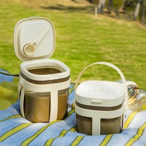 LLCY พร้อมที่ตัก โถปิดผนึกแบบถือ วางซ้อนกันได้ ทนทานต่อรังสียูวี ภาชนะเก็บผงนม แบบพกพา ป้องกันความชื้น กล่องปิดผนึกอาหาร