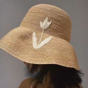 2026New Natural Raffia Hand-woven Sun Hat for Women Summer Sun Protection UV Wide Brim Beach Straw Hat Korean Designer Block Hat2026