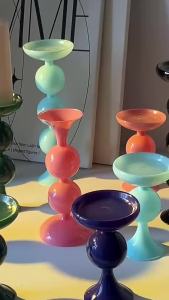 xpkQ Dopamine Color Bubble Candlestick Vase Reversible 2in1 Candlestick Decor Retro Modern Minimalist Home Decor for Tabletop Wedding 4Y1Z7