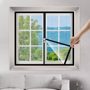 Mosquito screen window self-adhesive non perforated mosquito net summer insect proof door removable and washable