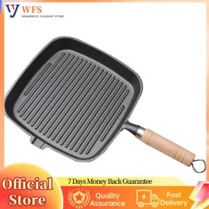 【Flagship】Cast Iron 7.4/9.1/9.25 Inch Grill Pan with Drip Spout Steak Grill Pan Square Skillet for Indoor & Outdoor Grilling