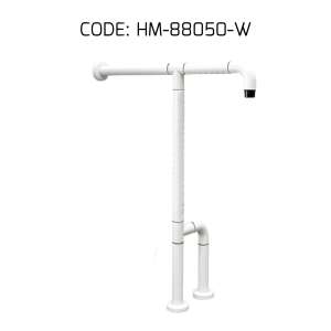 HEMOS BATHROOM 600 X 700MM NYLON STEEL FREE STANDING T-SHAPE GRAB BAR PEMEGANG TANDAS HM-88050-W
