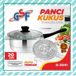 PANCI GSF G-2041 / PANCI 20CM GSF G 2041 / PANCI KUKUS STAINLESS STEEL 20CM GSF G-2041 / PANCI SUSU PANCI KUAH SERBAGUNA TUTUP KACA / PANCI SOP SUP 20CM STAINLESS