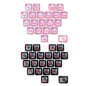 Cats Silhouettes Keycaps 21 Piece PC Transparents Set Optimized For Night Illuminations And Ergonomic Typing Experience