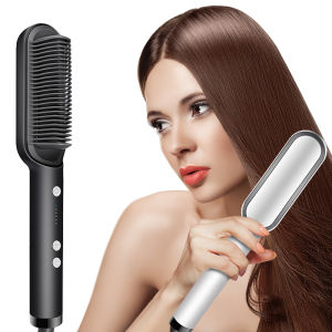 2-in-1hair straightener comb hair brush hair curler professional electric curling iron hair style flat iron Fast