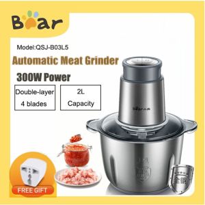 Bear QSJ-B03L5 Meat Grinder Food chopper Household Electric 304 Stainless Steel Automatic Small Play Grind Meat Filling