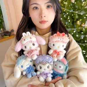 COSE KT Cat Eye Kuromi Plush Doll Action Figure Cinnamoroll Plush Keychain Kids Accompany Dolls Pendant My Melody Plush Keychain Kids Birthday Christmas Toys