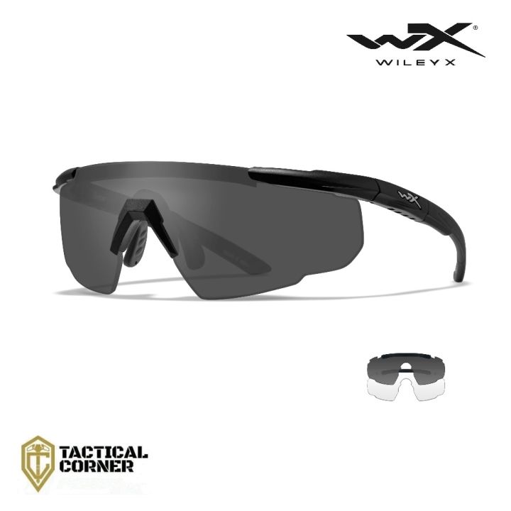 Wiley X Saber Advanced Sunglasses - Smoke Grey/Clear/Rust - Lens - Matte Black Frame w/RX Insert by