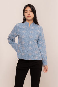 RIMINI - Kemeja Wanita lengan Panjang Formal Size S-XL - Jenna Embroidery Long Sleeves Top 3017