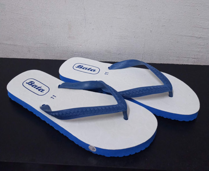 Bata Original Brand High Quality Blue White Rubber Slippers BATA