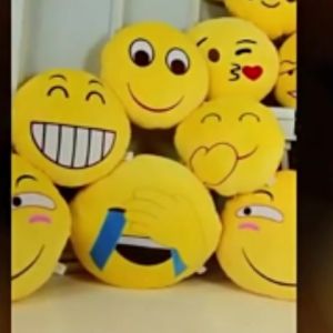 WH CG 15CM Soft Emoji Yellow Round Cushion Emoticon Stuffed Plush Toy Smiley Pillow