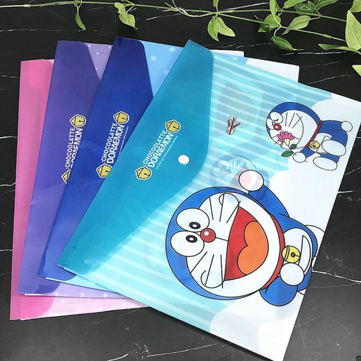 KAKA Cartoon Cute Waterproof Student Kitty Kids Gift Paper School Stationery Tool Doraemon Document Envelopes File Folders Document Organizer A4 File Bag