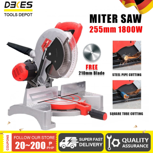 DEKES Miter Saw 10 Inch 255mm 1800W Wood Cutting Machine Aluminium Cutting Machine Sliding Bar Compound