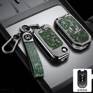 Metal and Leather Car key Case For Honda Civic HRV CRV XRV CR-V Crider Odyssey Pilot Accord JAZZ ,Remote Control Car Key Key Holder Case