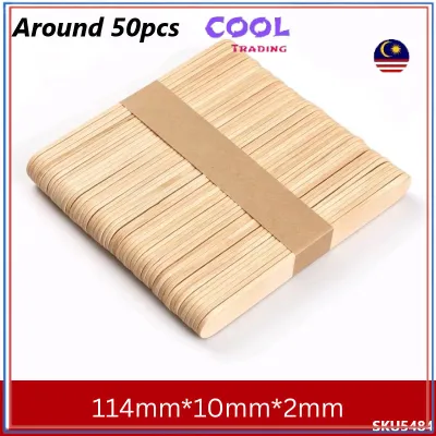 Disposable Wooden Ice Cream Sticks 50pcs Popsicle Crafting Materials Food-Grade Natural Wood Stirring Sticks 30304
