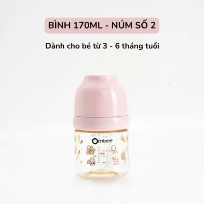 Bình Sữa Ombee Chất Liệu PPSU Phiên Bản Angel Chống Sặc Chống Đầy Hơi Núm Ti Mềm Cổ Rộng