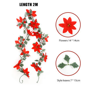 【On Sale】2M พวงมาลัยหวายเทียมแบบทำมือพวงมาลัยสำหรับเครื่องประดับตกแต่งบ้านต้นไม้คริสต์มาสแขวนผลเบอร์รี่สีแดงเถาองุ่น