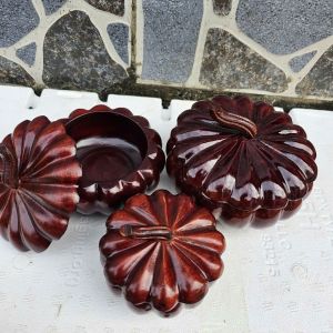 Khay đựng mứt tết hạt dưa hình quả bí ngô gỗ Tràm nguyên khối cao cấp (Nhiều kích cỡ)