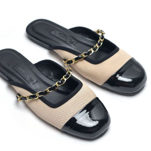 Giày Sục Nữ Quai Ngang Xích Mũi Tròn Merly 1589 size 35-43 Giày Búp Bê Có Quai Ngang Đế Cao Su Chống Trơn