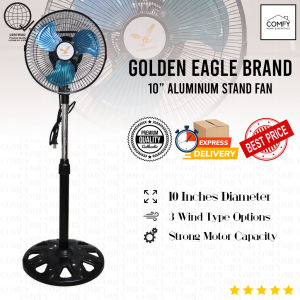 10" Industrial Aluminum Blade Electric Stand Fan High Performance Speed (Golden Eagle GSF-10F) COD