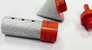 3Pcs Chamfer Bit Set for Tile Beveling Cone Shaped with 5/8-11 Thread Adapter & Finger Milling Bit for Hole Enlargement