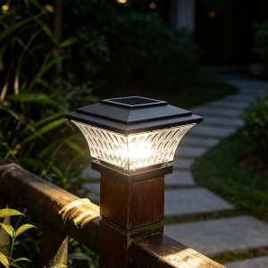 LED Solar Fence Post Lights Waterproof Outdoor Cap Light Dual Color Temperature Warm White Daylight Square Solar Pillar Lamp For Patio Yard Driveway Wood Posts