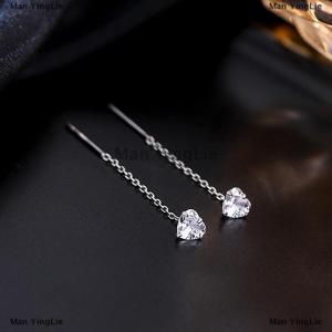 [COD] Man YingLie 1Pc Zircon Ear Wires Heart Star Earrings Long Temperament Versatile Tassel Zircon Earrings for Women Wedding Jewelry