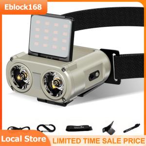 Owl Headlamp Rechargeable 90  COB LED Head Lamp with Motion Sensor LED Head Light Waterproof for Trekking and Hiking