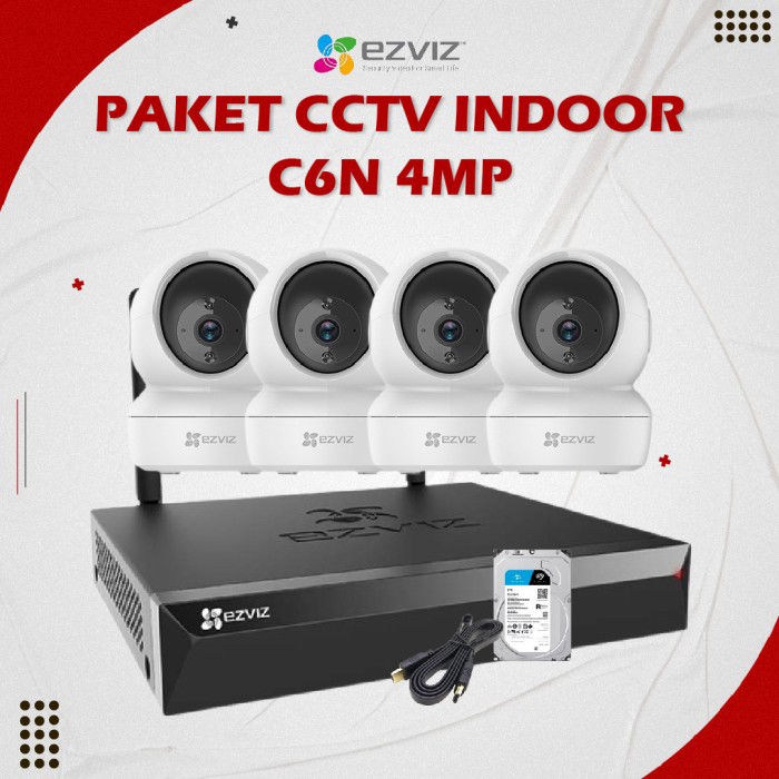PAKET EZVIZ C6N 4MP IP Camera NVR Wifi 8CH Rotasi Way Audio