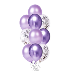 Paket Mini 12 inch Confetti Mix Chrome Metalik isi 10 pcs Balon Ulang Tahun Dekorasi Pesta Murah