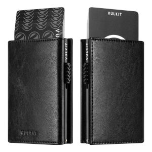 VULKIT-Mens Card Holder Wallet Pop Up Wallet Magnetic Closure RFID Blocking Trifold Leather Wallet-VC308