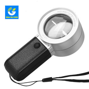 Kính lúp 2 thấu kính phóng lớn 30 lần có đèn led đèn soi tiền