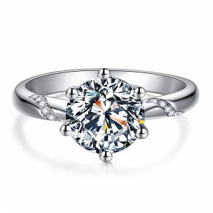 S925 Imitation Moissanite Ring One Carat Womens Ring Adjustable Couple Ring Eight Hearts Eight Arrows Design Zircon Stone 2026