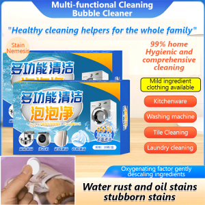 10 buah/kotak Pembersih Gelembung Pembersih Multi-Fungsi/Pembersih gelembung pembersih rumah multifungsi untuk pakaian dan sepatu mesin cuci tablet effervescent oksigen aktif kerak penghilang noda yang kuat/Easy Laundry Clothes Cleaner